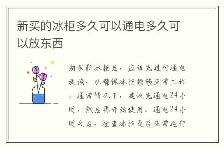 新买的冰柜多久可以通电多久可以放东西